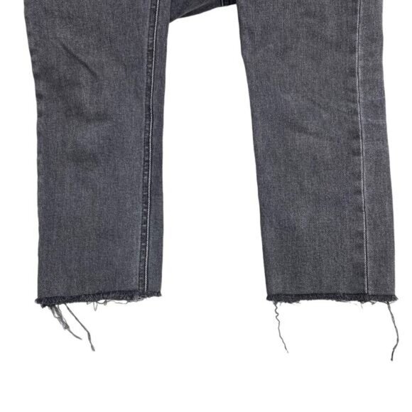 DENIM FORUM Aritzia The Yoko High Rise Slim Jean Sz 23 Frayed Cut Off Hem - Picture 9 of 12